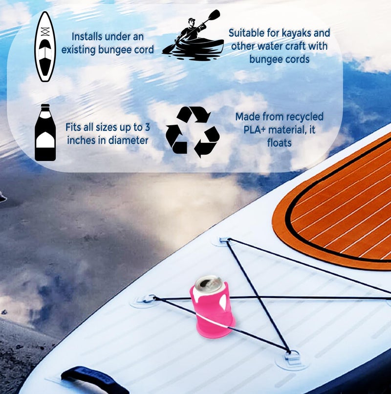 THE VIOLET Paddle Board Accessories - Inflatable Stand Up Paddle Board Cup Holder, SUP Kayak Drink, Can and Cup Holders (Pink) - Image 4
